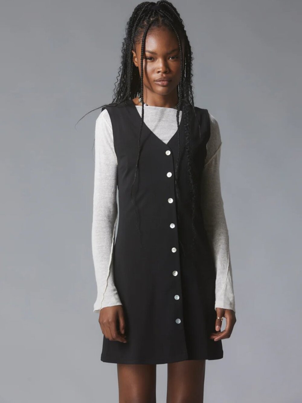 Unif Parker Dress Midi Sleeveless Button Up Stretch Lightweight Black NWT Medium - Picture 3 of 13